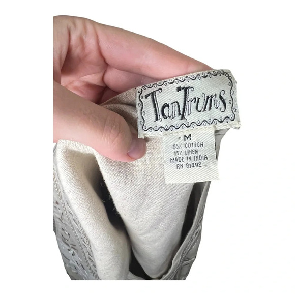 Vintage Linen Oatmeal Needlepoint Vest M - Picture 2 of 4